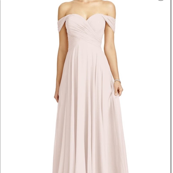 Dessy Collection Lux Off The Shoulder Chiffon Gown - Picture 6 of 9